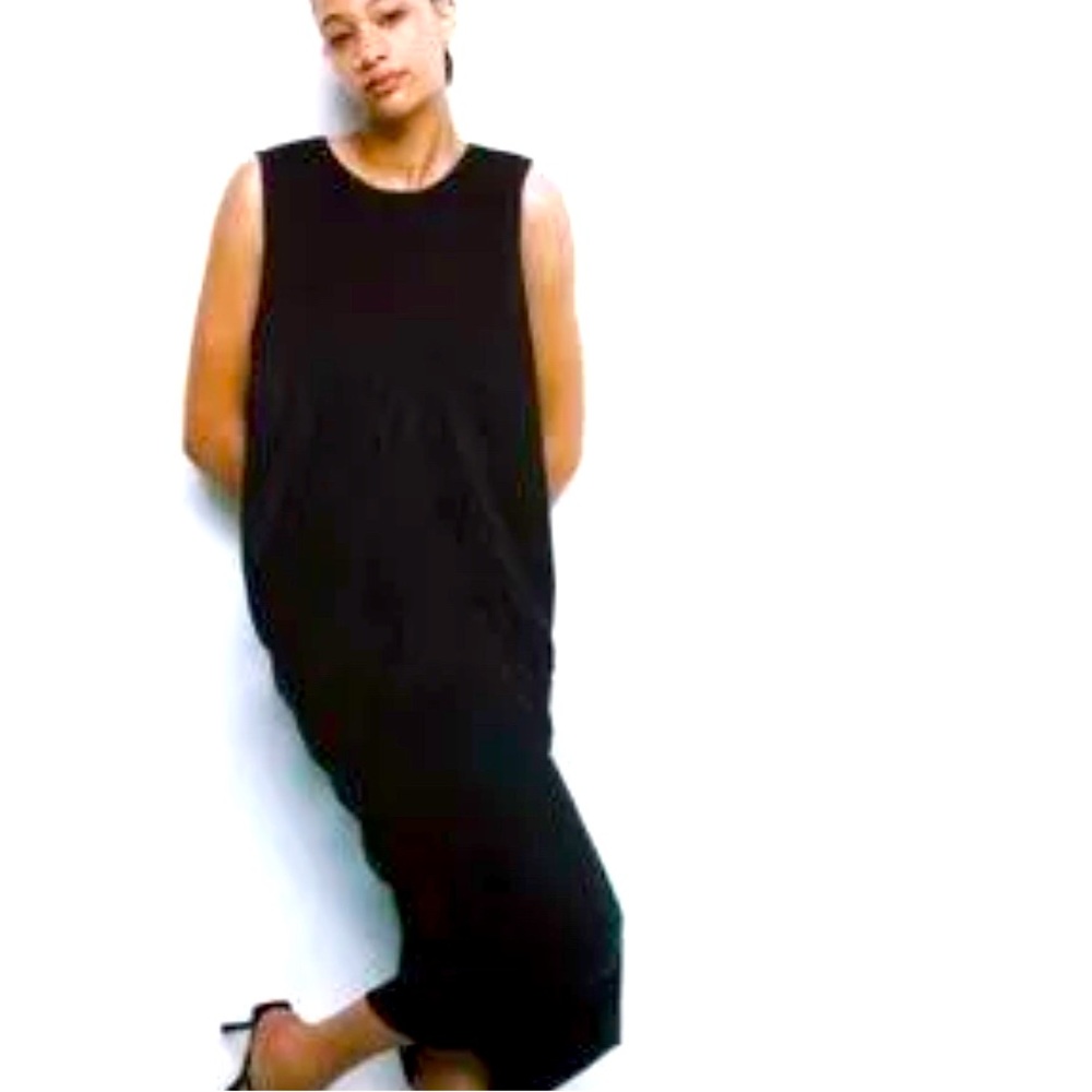 ZARA fashion icon little black draped midi dress with low folded back🔥🔥 - Picture 2 of 7